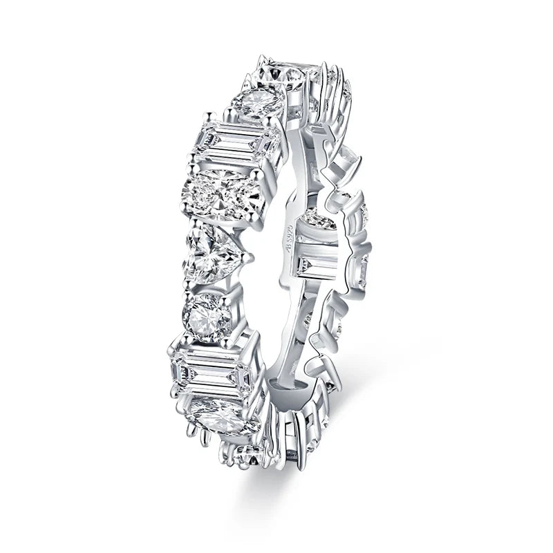 ANZIW  Luxury 925 Sterling Silver Band Rings Women Engagement Simulated Diamond Wedding Silver Bridal Full Eternity Rings