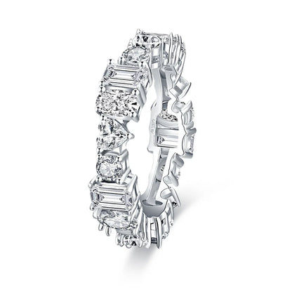 ANZIW  Luxury 925 Sterling Silver Band Rings Women Engagement Simulated Diamond Wedding Silver Bridal Full Eternity Rings