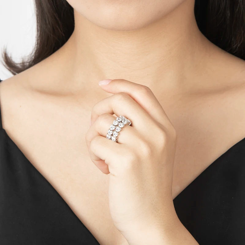 925 Sterling Silver Wedding Engagement Full Enternity Rings Anniversary Heart Cut Ring Silver Women Bridal Ring Jewelry