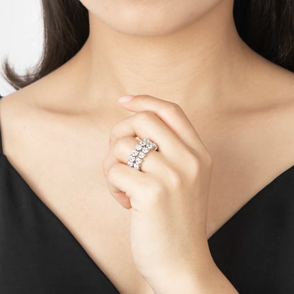 925 Sterling Silver Wedding Engagement Full Enternity Rings Anniversary Heart Cut Ring Silver Women Bridal Ring Jewelry