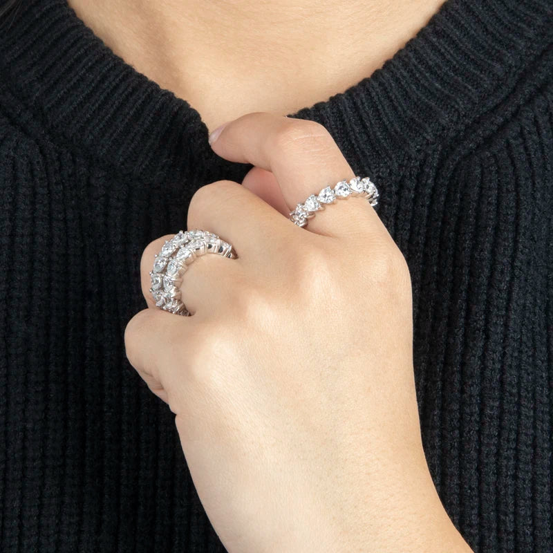 925 Sterling Silver Wedding Engagement Full Enternity Rings Anniversary Heart Cut Ring Silver Women Bridal Ring Jewelry