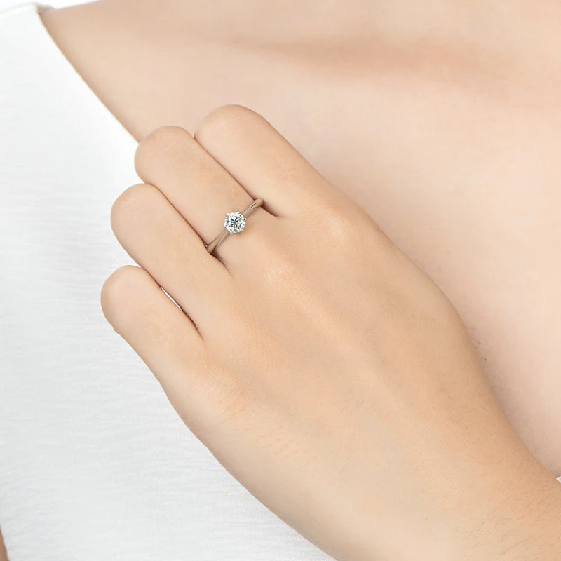 Anziw 2CT 3CT Moissanite Ring 1CT 0.5CT Wedding Engagement Ring 925 Sterling Silver for Women Solitaire Diamond Finger Jewelry