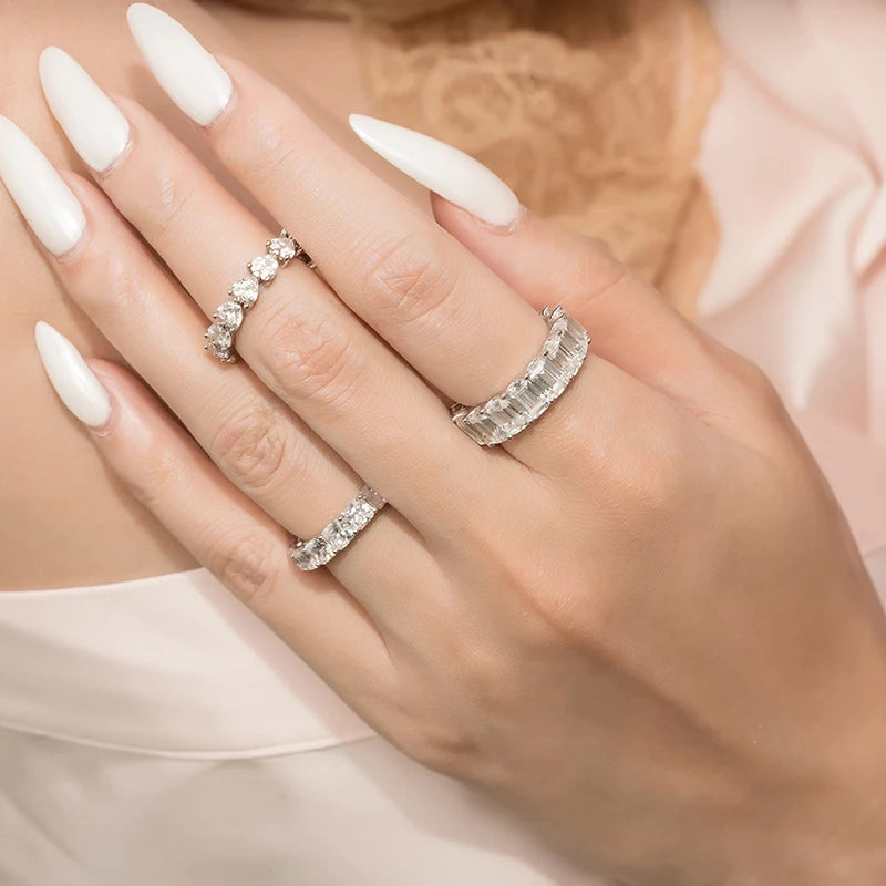 925 Sterling Silver Wedding Engagement Full Enternity Rings Anniversary Heart Cut Ring Silver Women Bridal Ring Jewelry