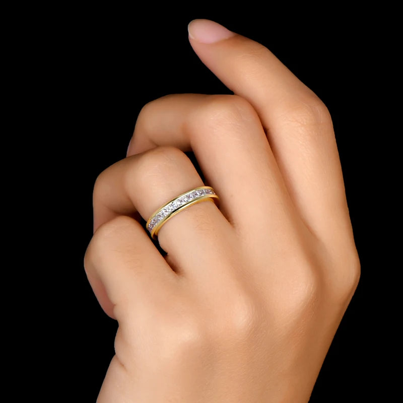 Fashion 925 Sterling Silver Full Eternity Women Engagement Ring Simulated Diamond Wedding Silver Bridal Rings Jewelry