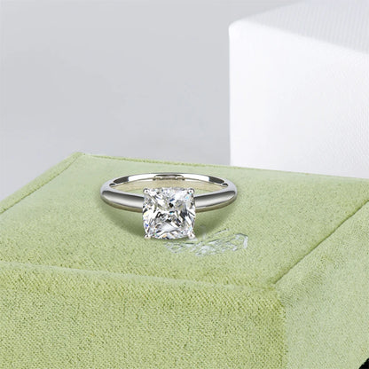 Anziw 925 Sterling Silver 3.0ct Cushion Cut Solitaire Engagement Ring Simulated Diamond Silver Wedding Rings Jewelry For Women