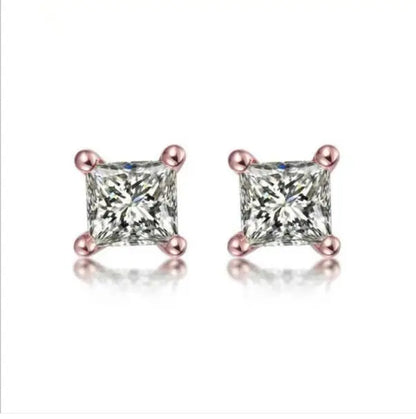 ANZIW Square 925 Silver Stud Earrings For Women Men Zirconia Diamond Earring Wedding Engagement Bridal Jewelry Certified Gifts
