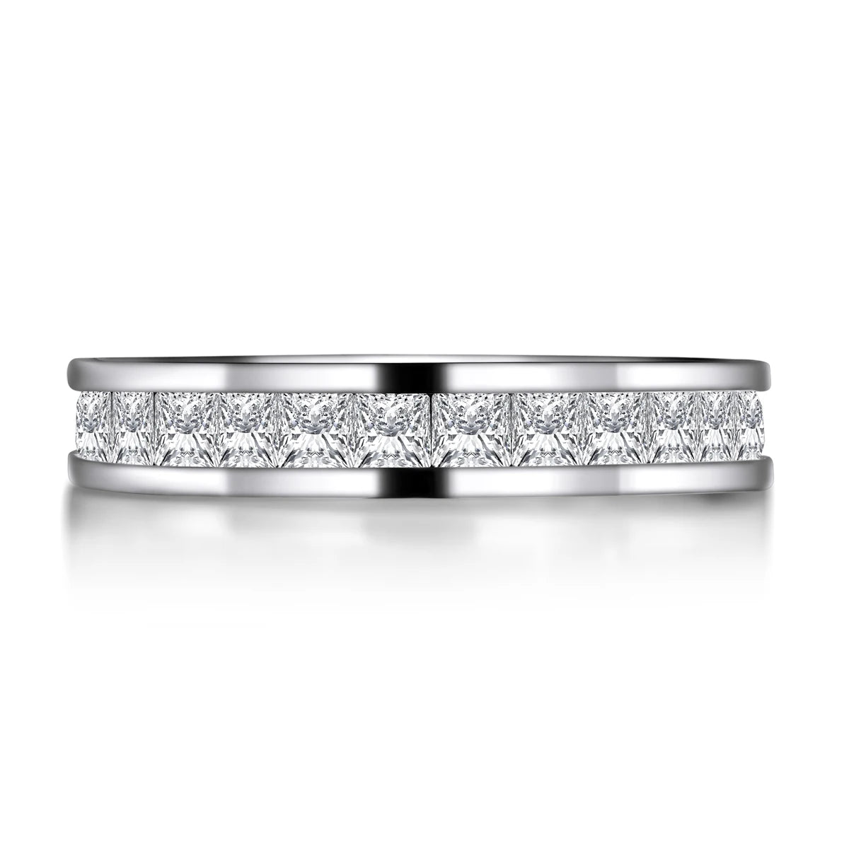 Fashion 925 Sterling Silver Full Eternity Women Engagement Ring Simulated Diamond Wedding Silver Bridal Rings Jewelry
