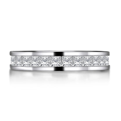 Fashion 925 Sterling Silver Full Eternity Women Engagement Ring Simulated Diamond Wedding Silver Bridal Rings Jewelry