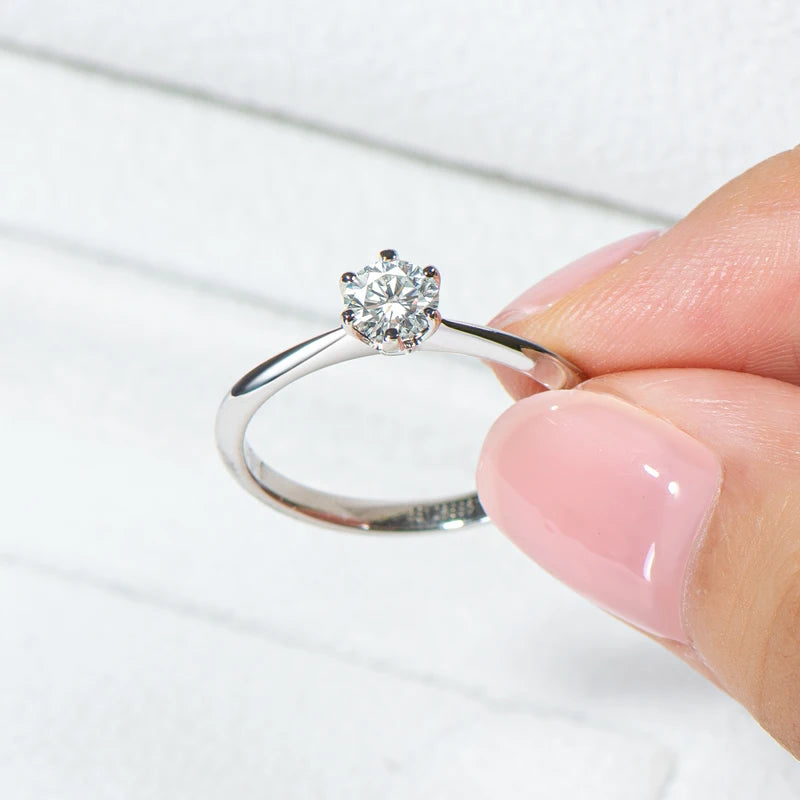 Anziw 2CT 3CT Moissanite Ring 1CT 0.5CT Wedding Engagement Ring 925 Sterling Silver for Women Solitaire Diamond Finger Jewelry
