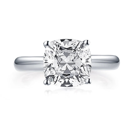 Anziw 925 Sterling Silver 3.0ct Cushion Cut Solitaire Engagement Ring Simulated Diamond Silver Wedding Rings Jewelry For Women