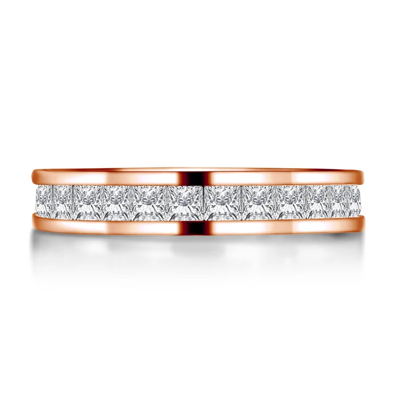 Fashion 925 Sterling Silver Full Eternity Women Engagement Ring Simulated Diamond Wedding Silver Bridal Rings Jewelry