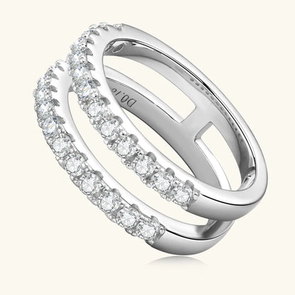 Anziw Luxury Full Moissanite Bands Double Row Wedding Rings Real 925 Sterling Silver Ring Enhancer For Women Jewelry Certificate
