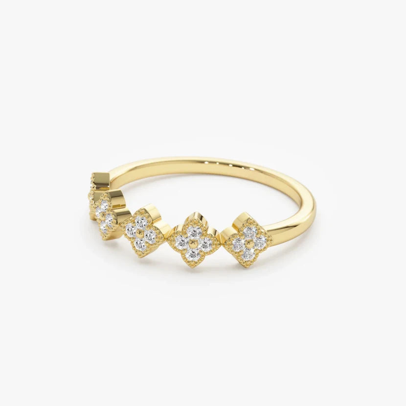 Anziw 1.5mm Moissanite Clover Flower Ring for Women 925 Sliver Engagement Wedding Rings Band Lucky Charm Finger Jewelry 2025 New