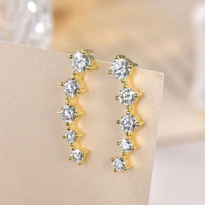 Anziw Real D Color 2.4CTTW. 4.5mm&4mm&3mm Moissanite Diamond Earrings Sparkling Smile Stud Earrings for Women Jewelry Party Gift