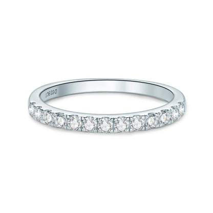 ANZIW Stackable Half Eternity Rings Bands Sparking 2mm Moissanite Wedding Engagement Ring 925 Silver for Women Gifts Jewelry D-E