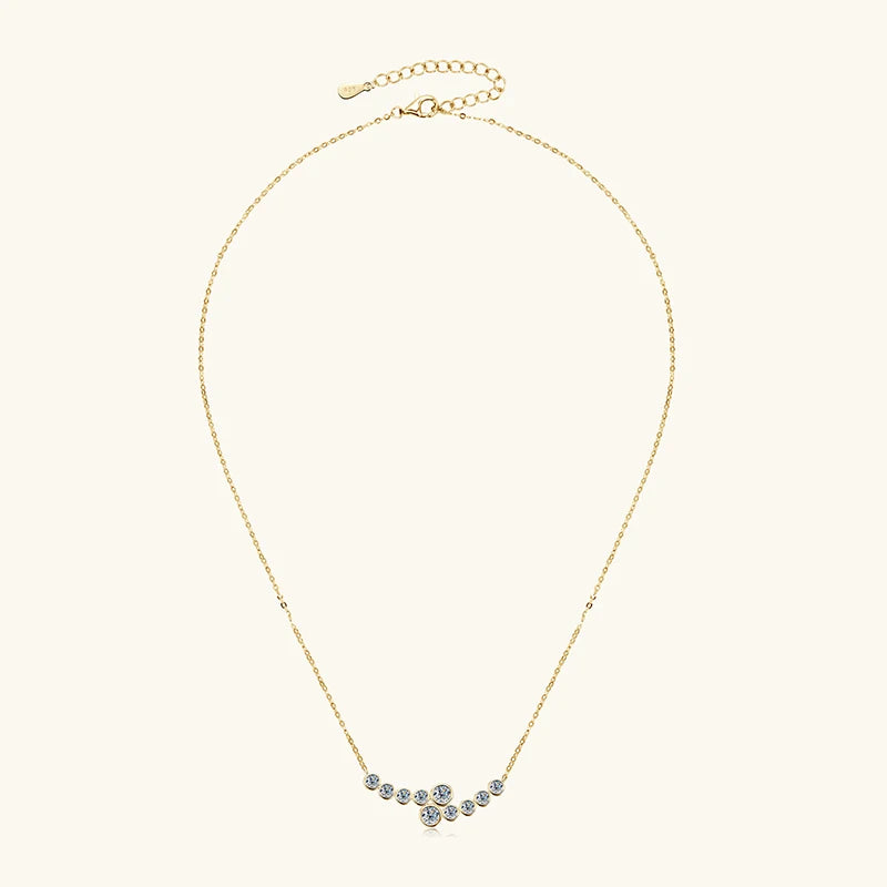 Anziw 4mm&3mm Bubble Moissanite Curved Pendant Necklace for Women 925 Silver Collar French Unique Jewelry 2025 Anniversary Gift