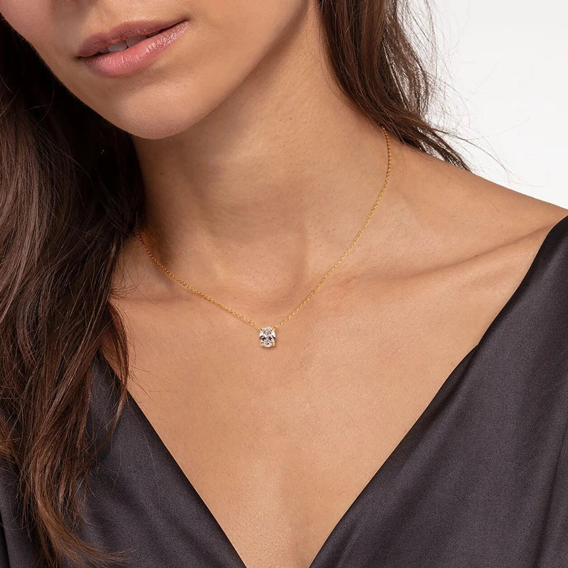 Anziw 2.0CT Oval Cut D Moissanite Solitaire Pendant Necklace for Women 925 Silver Adjustable Chain Certified Fine Jewelry Gifts