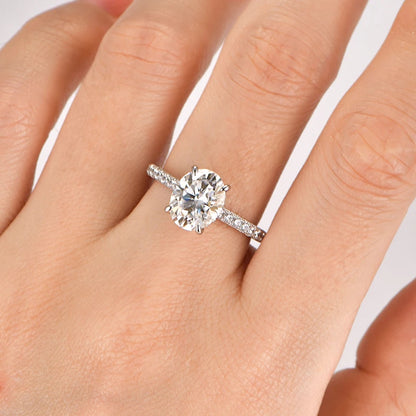 Anziw Real 3.0CT D Oval Moissanite Promise Ring for Women 925 Sliver Engagement Wedding Finger Jewelry GRA Certified Rings S925