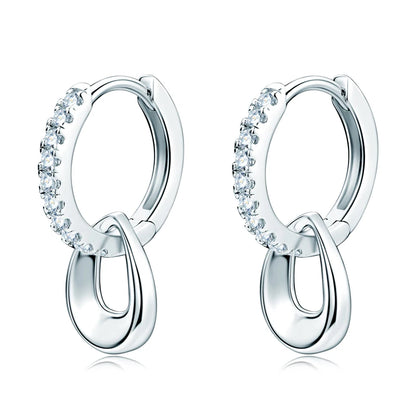 Anziw D Moissanite Hoops Earrings Silver 925 1.3mm Round Cut Certified Jewelry for Women Detachable Dangle Earring Gifts for her