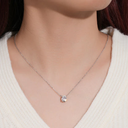 Anziw 2.0CT Oval Cut D Moissanite Solitaire Pendant Necklace for Women 925 Silver Adjustable Chain Certified Fine Jewelry Gifts