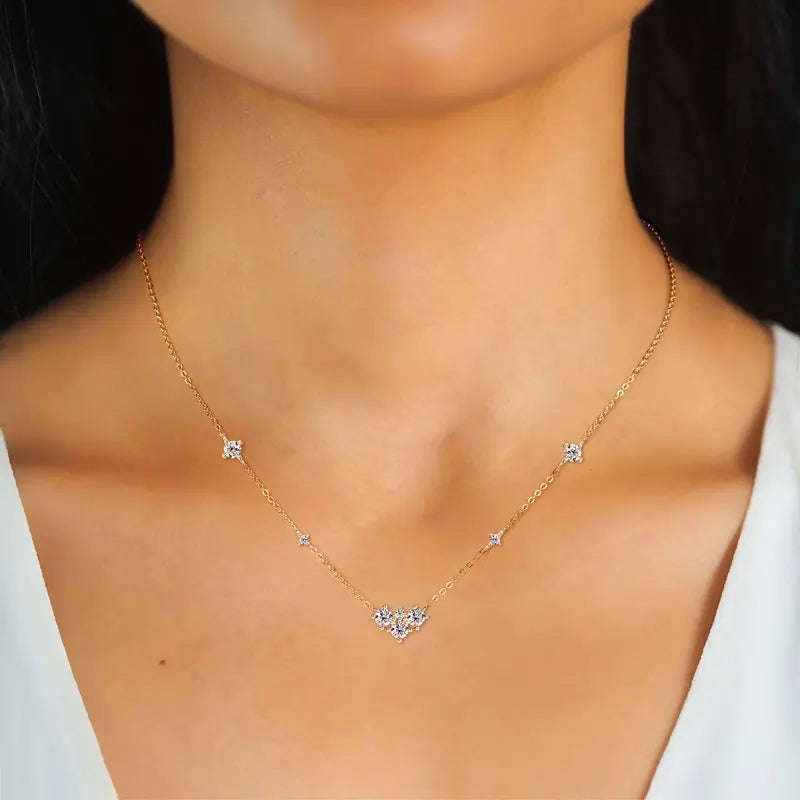 2025 New 4mm&2mm D Color Moissanite Pendant Necklace Plated 18K Gold 925 Silver Chain Jewelry Certified for Women Girl Gifts