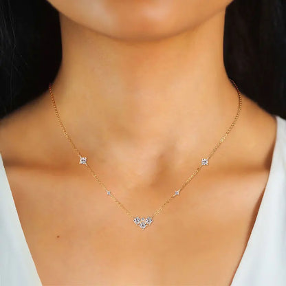 2025 New 4mm&2mm D Color Moissanite Pendant Necklace Plated 18K Gold 925 Silver Chain Jewelry Certified for Women Girl Gifts