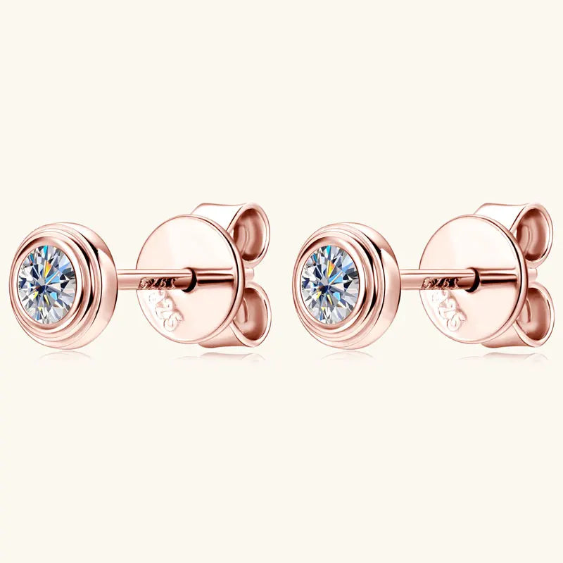 Anziw 3mm D Color Bezel Moissanite Stud Earrings 925 Sterling Silver Earrings Mini Needle for Couple Women Men Valentine's Gift