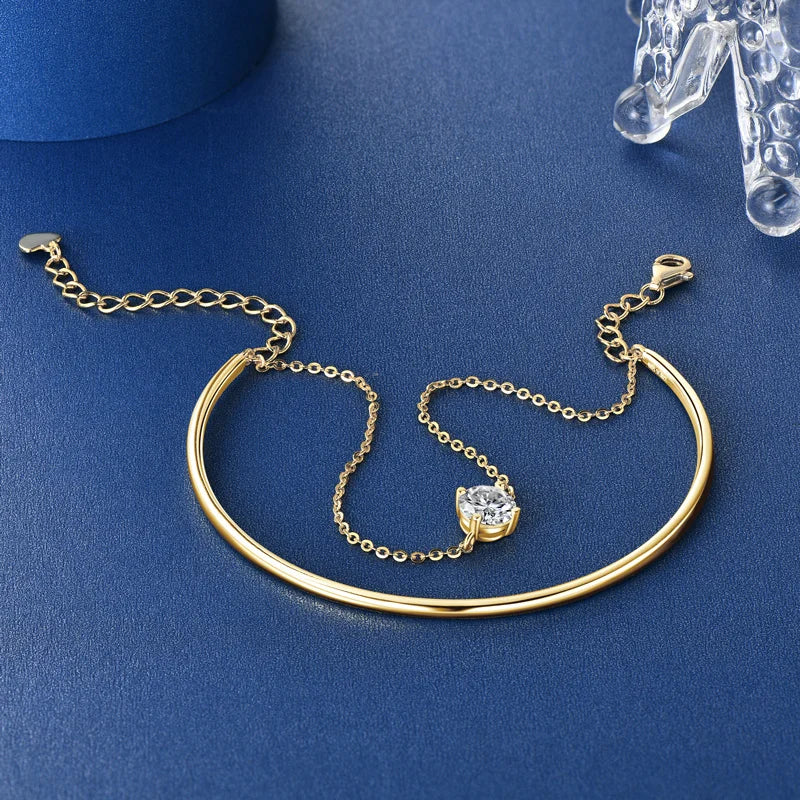 Anziw Double Layers 6.5mm D Color Moissanite Bracelet Bangle Cuff for Women 925 Silver Chain Bilayer Bracelets 2024 Jewelry Gift