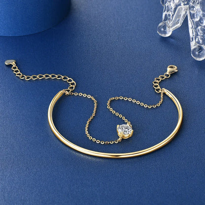 Anziw Double Layers 6.5mm D Color Moissanite Bracelet Bangle Cuff for Women 925 Silver Chain Bilayer Bracelets 2024 Jewelry Gift