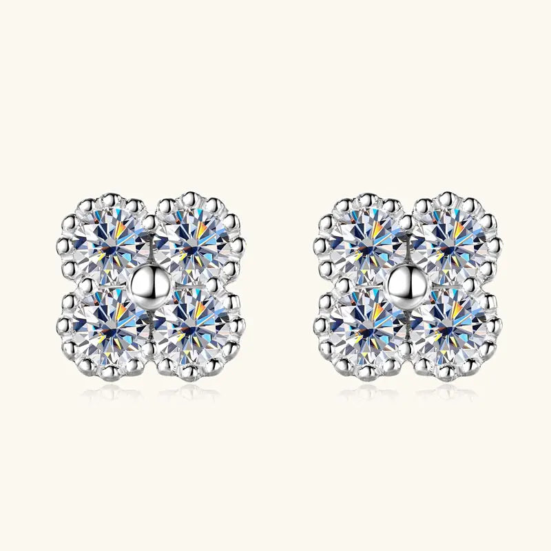 Trendy Clover Flower Stud Earrings 3mm D Moissanite Lab Diamond 100% Real 925 Silver Piercing Ear Jewelry for Women Gifts 2025