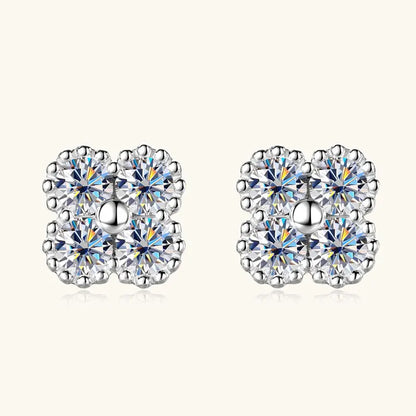 2025 Trendy Four Clover Moissanite Stud Earrings 925 Sterling Silver Flower Piercing Ear Jewelry for Women 3mm Lab Diamond Gifts