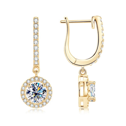Anziw 2023 Women Hoops 925 Silver Gold Drop Earrings Dangle 1CT Real Moissanite Earring Original Certified Wedding Jewelry Gifts