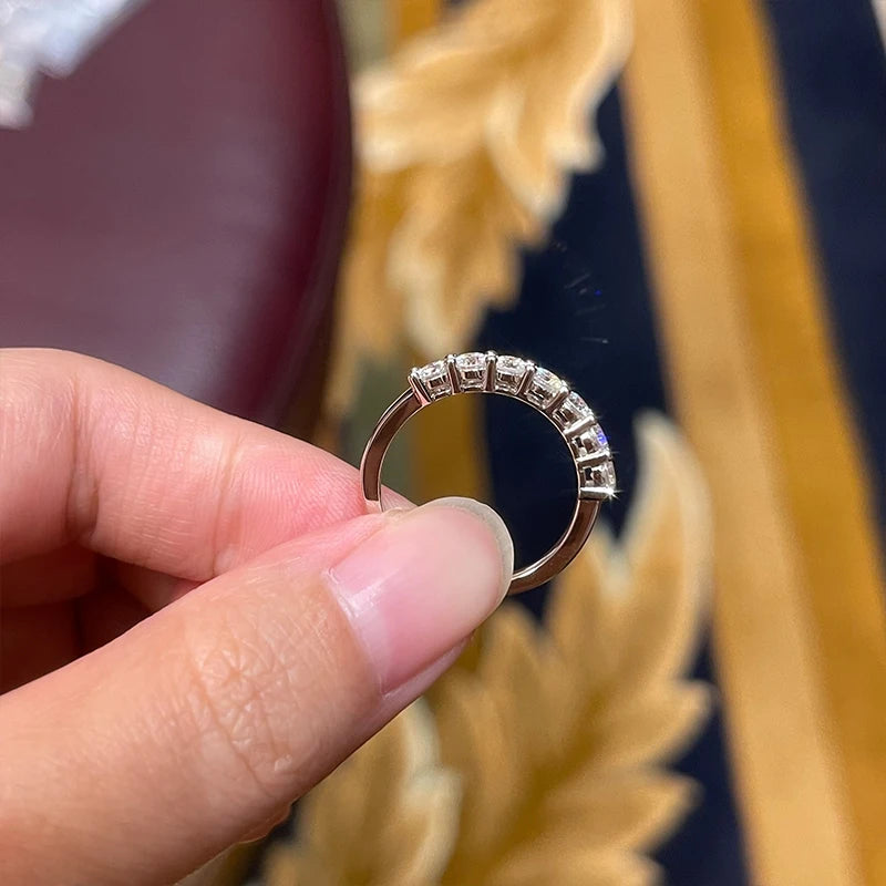 3mm 7 Stones D Color Moissanite Eternity Bands Simply Stackable Silver 925 Real Sparkling Wedding Engagement Fine  Jewelry Gifts