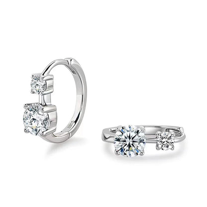Anziw 6.5mm&4mm Double Moissanites Hoop Earrings with Certificate for Women Gold Plated Real 925 Silver Wedding Jewelry Gift