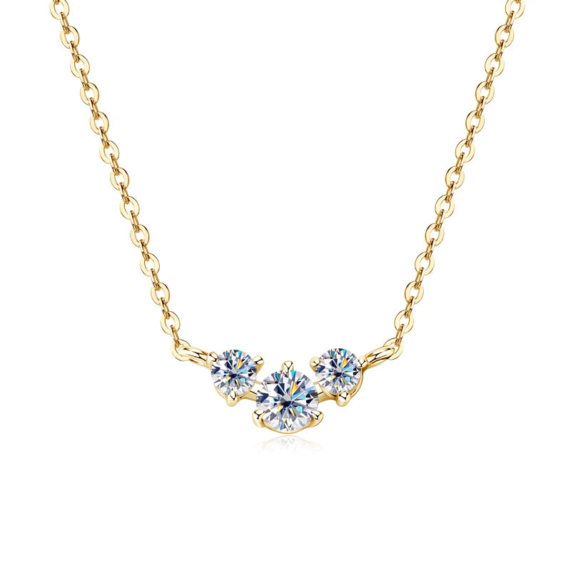 2025 New 4mm&2mm D Color Moissanite Pendant Necklace Plated 18K Gold 925 Silver Chain Jewelry Certified for Women Girl Gifts