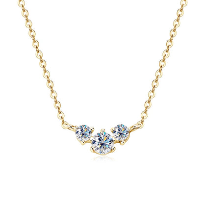 2025 New 4mm&2mm D Color Moissanite Pendant Necklace Plated 18K Gold 925 Silver Chain Jewelry Certified for Women Girl Gifts