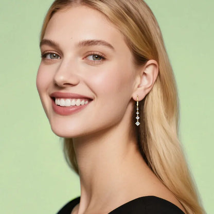Anziw 42mm Long Dangle D Moissanite Drop Earrings for Women 925 Sterling Silver Hoop Clip Earrings Wedding Fine Jewelry Gift