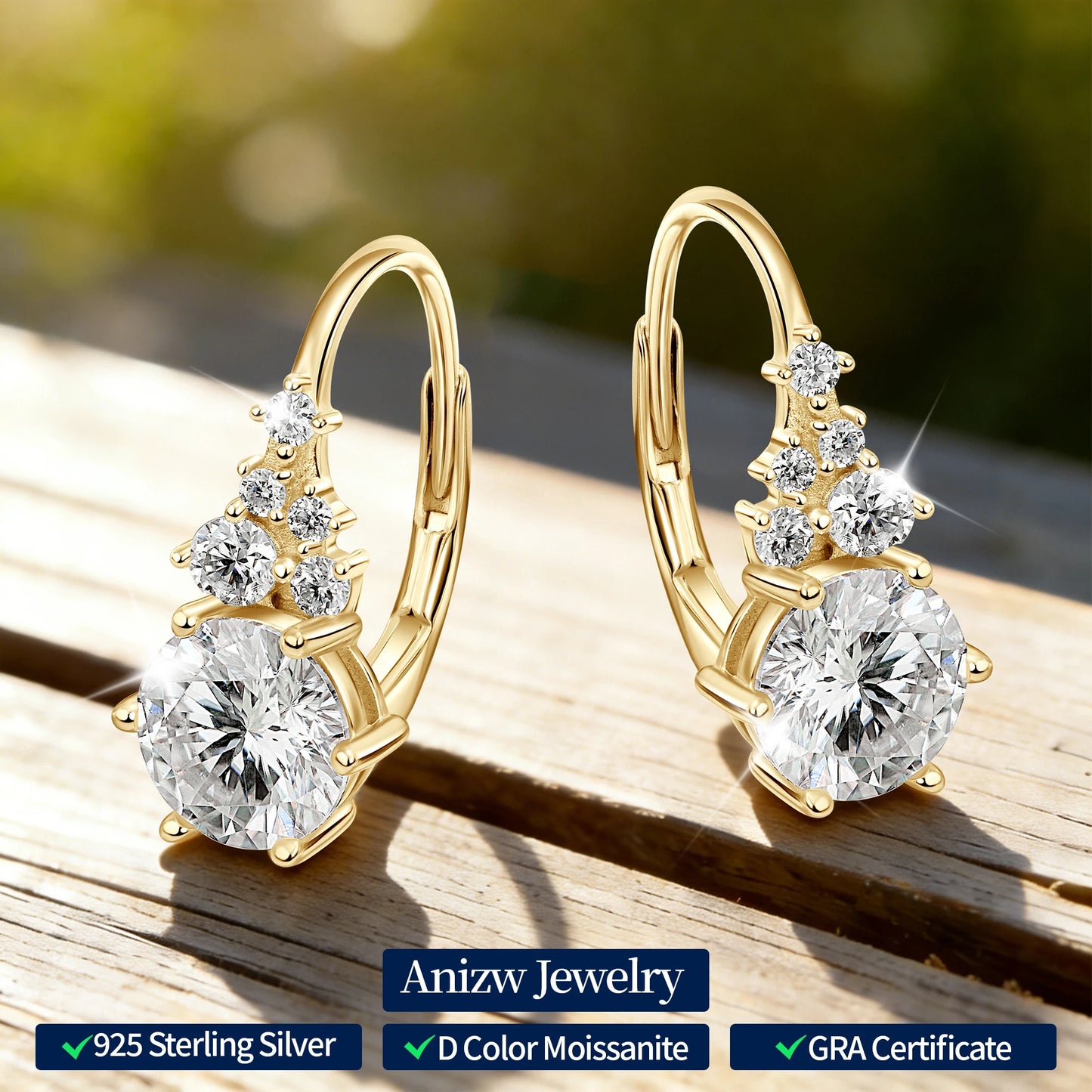 2025 New 2.23CTTW. Full D Moissanite Drop Hoop Earrings for Women 925 Silver Clip Earrings Wedding Fine Jewelry Gift 6.5mm 1.0CT