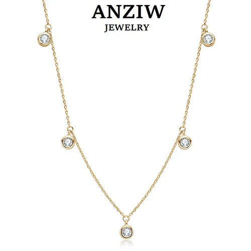 Anziw Luxury 2.5/4.0mm Moissanite Necklace for Women Original Silver 925 Chain Choker Fine Jewelry with Certificate 18''