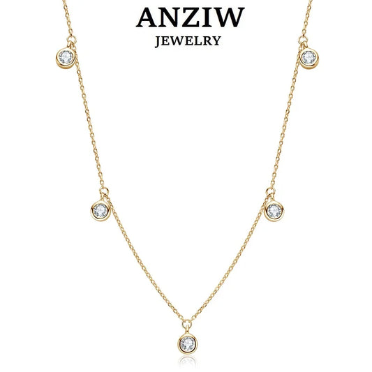 Anziw Luxury 2.5/4.0mm Moissanite Necklace for Women Original Silver 925 Chain Choker Fine Jewelry with Certificate 18''