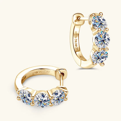 Anziw 14k Gold Plated Hoop Earrings for Women 3.5mm D Color 925 Sterling Silver Moissanite Diamond Huggie Earring Girls Jewelry