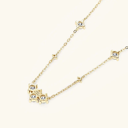 2025 New 4mm&2mm D Color Moissanite Pendant Necklace Plated 18K Gold 925 Silver Chain Jewelry Certified for Women Girl Gifts