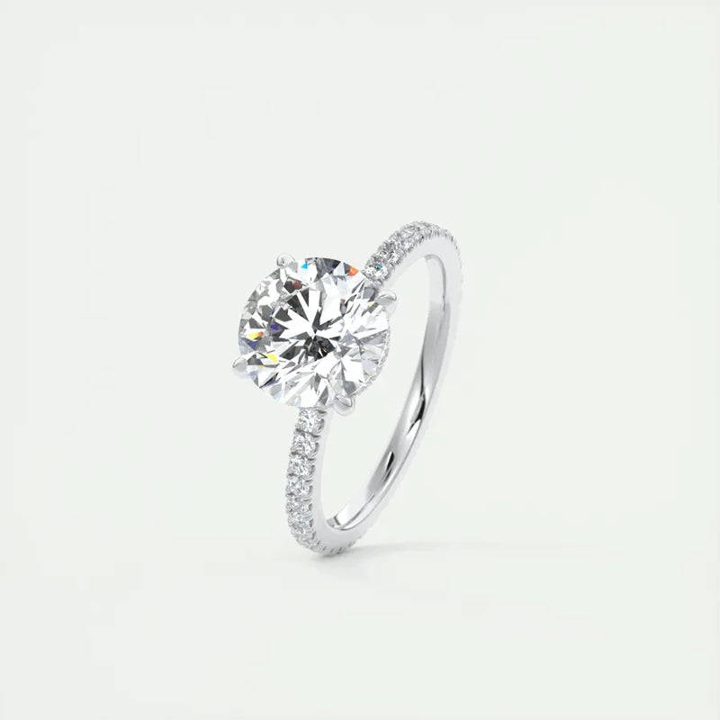 Classic 925 Sterling Sliver Engagement Wedding Promise Ring 8mm 2 Carat Round D-E Moissanite Finger Rings for Women Fine Jewelry