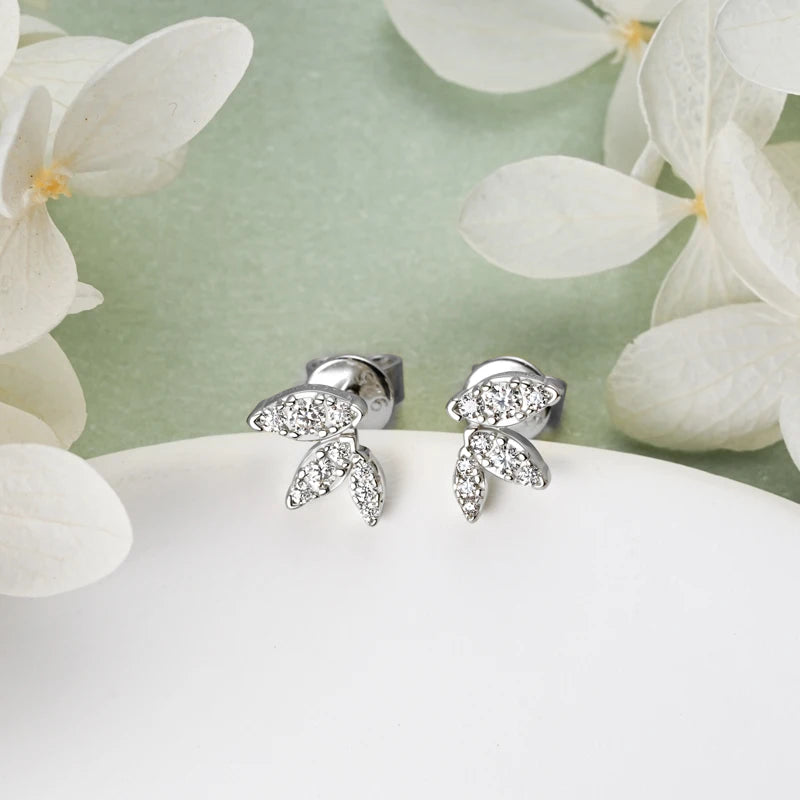 Anziw Cute Mini Moissanite Stud Earrings 100% Silver 925 Sterling Earrings Piercing Ear for Women Fine Jewelry with Certificate