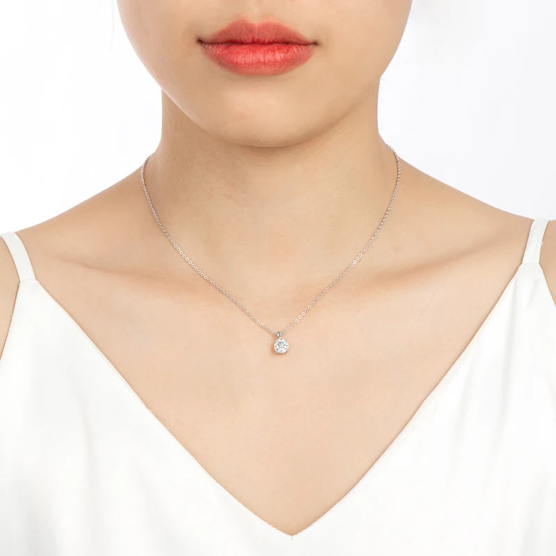 1.0 carat 2ct 3ct D Moissanite Solitaire Drop Necklaces 18k Gold Plated Pendant Original Real 925 Silver Chain Jewelry for Women