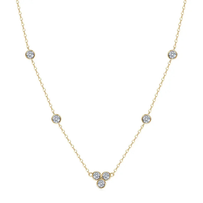 2025 New 4mm&2mm D Color Moissanite Pendant Necklace Plated 18K Gold 925 Silver Chain Jewelry Certified for Women Girl Gifts