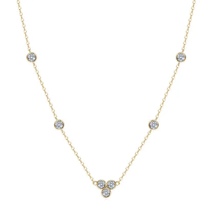 2025 New 4mm&2mm D Color Moissanite Pendant Necklace Plated 18K Gold 925 Silver Chain Jewelry Certified for Women Girl Gifts