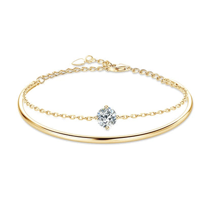 Anziw Double Layers 6.5mm D Color Moissanite Bracelet Bangle Cuff for Women 925 Silver Chain Bilayer Bracelets 2024 Jewelry Gift