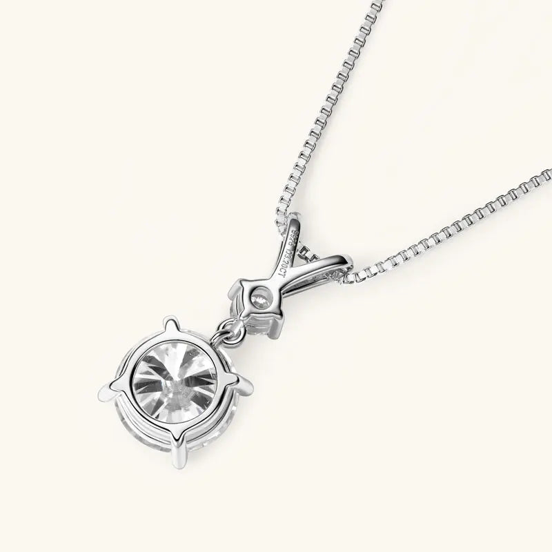 Anziw 1CT 2CT 3CT Moissanite Pendant Necklace for Women 925 Silver Adjustable Chain Sparking Two Stones Necklaces Gift Valentine
