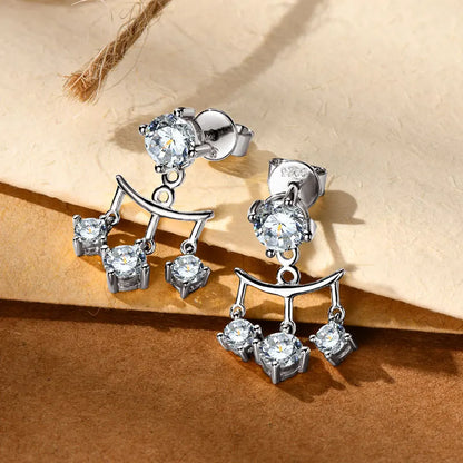 Anziw Trendy Dual Use Earrings Jackets 925 Sterling Silver D Color Moissanite Ear Jacket Studs for Women Jewelry Valentine Gifts